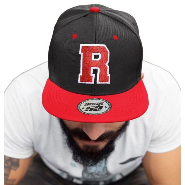 4sold ABC Letter Snapback Cap in Red Black/White with Letters