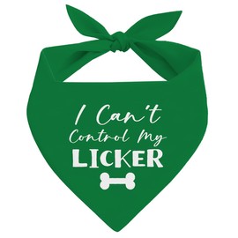 Dog Bandana, I Can’t Control My Licker, Dog Bandana for Small Medium Dogs, Funny Pets Bib, Tongue’s Out Dogs Scarf Triangle, Pet Scarf Triangle, Green