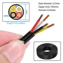 10 Gauge 4 Conductor Electrical Wire Oxygen-Free Copper Cable 25FT/7.7M Flexible Low Voltage Cable for LED Strips Lamps Lighting Residential Wiring car Circuit(10/4AWG-25FT)