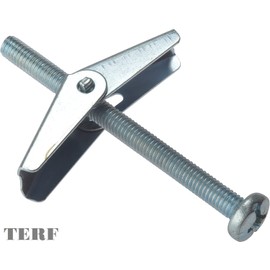 TERF® M5 X 50mm Wing Spring Toggle Bolt With Machine Screw for Plasterboard Hollow Wall and Door Fixings - Pack of 20