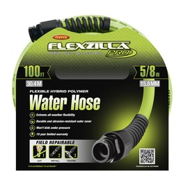 Flexzilla Pro Water Hose with Reusable Fittings, 5/8 in. x 100 ft., Heavy Duty, Lightweight, Drinking Water Safe, ZillaGreen - HFZWP5100-E