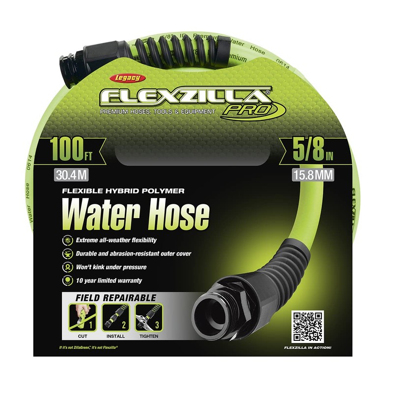 Flexzilla Pro Water Hose with Reusable Fittings, 5/8 in. x