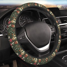 Mushrooms Steering Wheel Cover for Men Women Universal Car Accessories 15 Inch Neoprene Auto Interior Decor