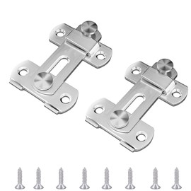 CEEYSEE Pack of 2 Stainless Steel Latch Door Latch Double-Sided Flip Latch with Fixed Screw Bolt for Bathroom, Garage, Window, Garden, Cupboard, Pet Cage, Cage Accessories (SilberFK)