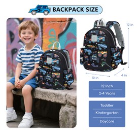 CAMTOP Toddler Backpack for Boys Girls 2-4, Kids Backpacks for Kindergarten Preschool, 12" H Small Bookbag for Daycare Travel (Black)