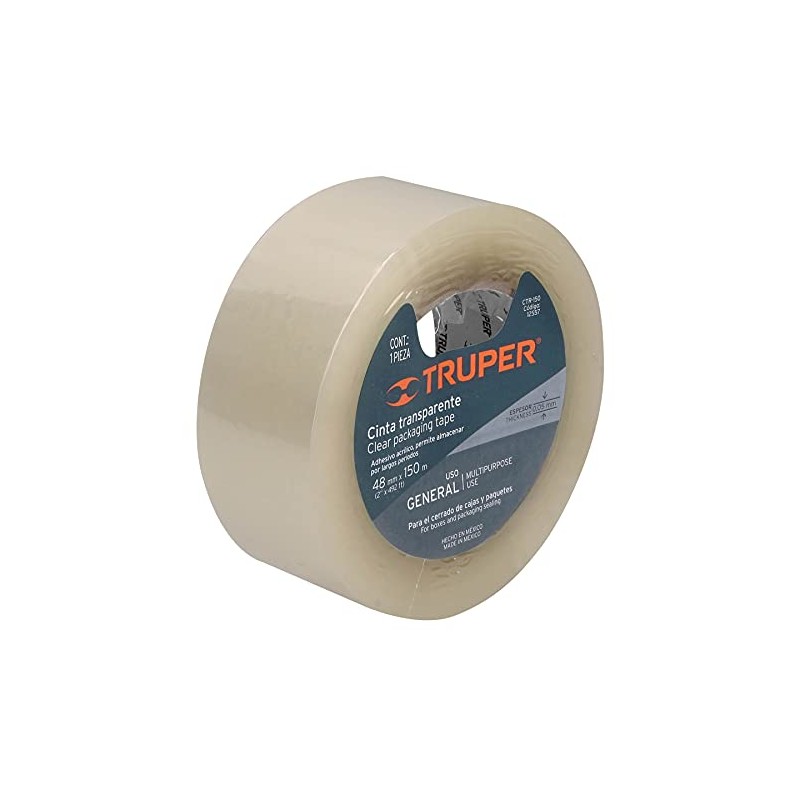 Truper CTR-150, Cinta de empaque transparente, 150m