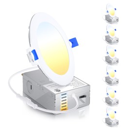 Ensenior 6 Pack 4 Inch Ultra-Thin LED Recessed Light with Junction Box, 2700K-6000K Selectable, 9W 75W Eqv, Dimmable, 750LM High Brightness - ETL Certified