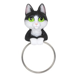 Ebros Gift Darling Black and White Tuxedo Feline Kitten Cat Hand Towel Ring Holder Hanging Figurine Vanity Powder Room Bathroom Kitchen Wall Decor Cats Accent