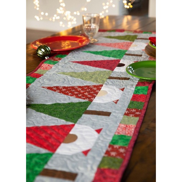 Fabric 16"X60" Pre-Cut Table Runner Kit with Santa Gnomes and