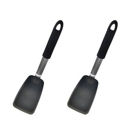 2 Pack Flexible Silicone Spatula, Turner, 600F Heat Resistant, Ideal for Flipping Eggs, Burgers, Crepes and More, Black (2, Black)