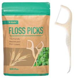 Y-Kelin Zwei-Faden Zahnseide-Sticks – 100 Stück, umweltfreundliche Zahnseide-Sticks aus Weizenstroh, nachhaltig & wiederverwendbar, vegan & tierversuchsfrei