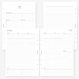 MAY PAPER CO. 2025/2026 A5 Weekly Planner Refill, Week on Two Page Planner Insert for Filofax A5 and LV GM 6 ringed Agenda (Vertical Lined)