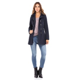 Sebby Collection Women's Soft Shell Trench Coat with Detachable Hood