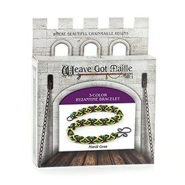 Weave Got Maille 3-Color Byzantine Chain Maille Bracelet Kit, Mardi Gras, Purple/Green/Yellow