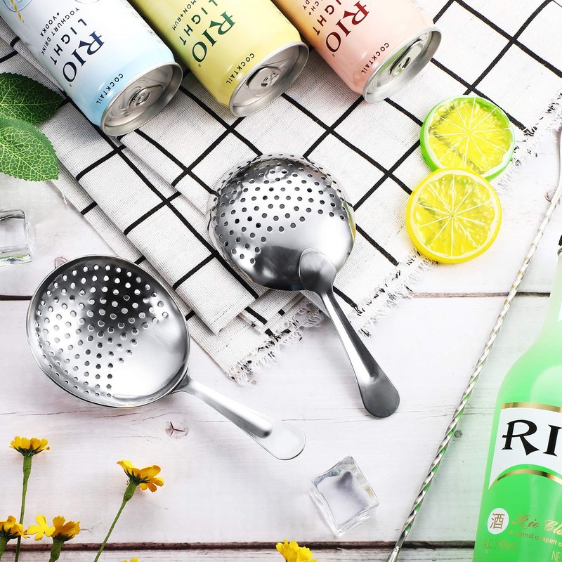 Boao 2 Pack Julep Strainers Stainless Steel Strainer Cocktail Spoon