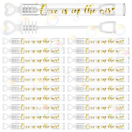 Hollowfly 120 Pcs Wedding Bubble Mini Bubble for Wedding Bubble Wands Bulk Heart Bubble Wand for Guests Send off Party Supplies for Weddings, Valentine's Day, Anniversaries Celebration (Love)