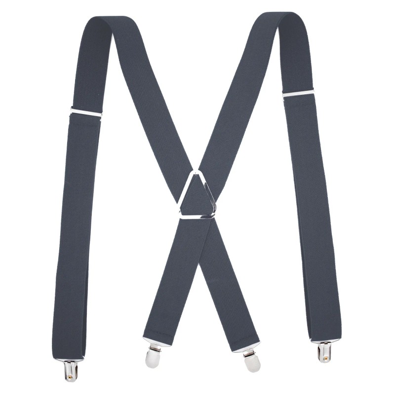 Adjustable 4-Clip Elastic X-Back Suspenders, 3.5 cm Wide Polyester Braces