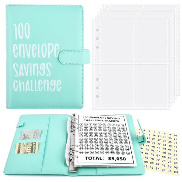 100 Envelope Savings Challenge Binder,100 Envelopes Saving Challenge,Cash Binder with
