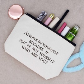 LIBIHUA Christmas Gifts-Inspirational Quotes Gifts-Makeup Bag Cosmetic Bag Travel Pouch,Funny Reminder,Encouragement,Affirmations Present,Positive Motivational Present,Always Be Yourself