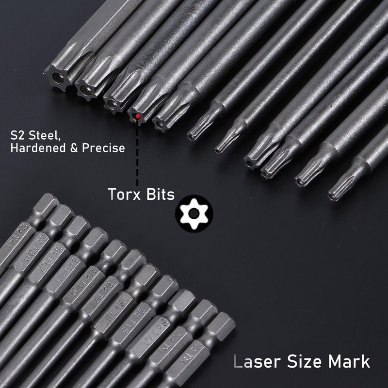Torx Long Screwdriver Bit Set 1/4 Inch Magnetic Star Head