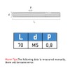 GUEEYUAW Threaded Rod M5 x 70 mm 304 Stainless Steel