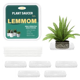 LEMMOM 5 Pack 10 inch Square Clear Plastic Plant Saucers, Durable Sturdy Plant Drip Trays for Pots to Collect Water