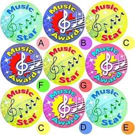 234 Music Awards 30 mm Reward Stickers for School Teachers, Parents and Nursery