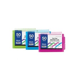 3 Pk 50 Sheets View Poly Spiral Bound 3" X 5" Ruled White Index Card With 2-Tab Divider (Colors May Vary)