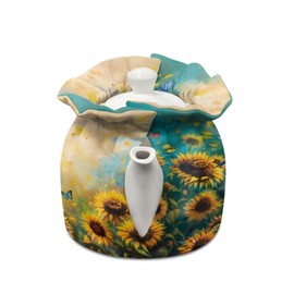 Poceacles Hummingbird Sunflower Print Tea Cosy Warming Post Teapot Protective Cover Washable Insulated Tea Kettle Dust Cover for Teapots Breakfast Pot Tabletop Kitchen Accessories