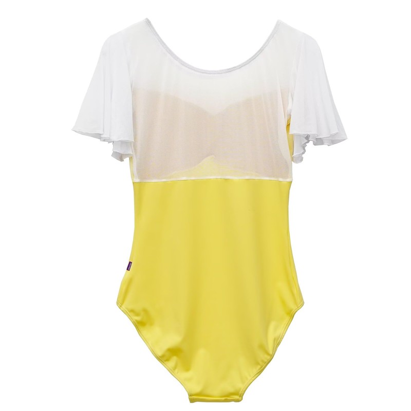s.lemon Ballet Adult Leotard, Stylish, Short Sleeve, White, Rhythmic Gymnastics,
