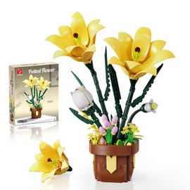 Flowers Botanicals Lily Building Set, Artifical Plants Bonsai Building Blocks Toys for Adults,Indoor Home Office Decor, Mother's Day Birthday Gifts for Women Girls 8-12 (296Pcs)