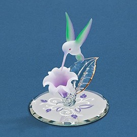Glass Baron ~ Hummingbird with White and Lavender Flower