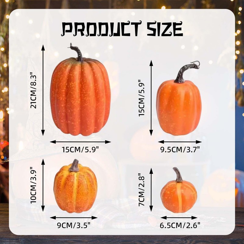 SHIFANQI 7Pcs Artificial Pumpkins, Fall Fake Foam Pumpkin Decor, Autumn