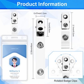 400 Pack Metal Badge Clips with Clear PVC Straps Double Hole ID Badge Clips for Name Tag ID Cards and Badge Holders, Office Supplies