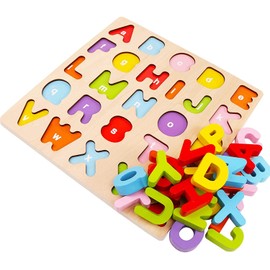 Alphabet Puzzle, WOOD CITY ABC Letter & Number Puzzles for Toddlers 1 2 3 Years Old, Preschool Learning Toys for Kids, Educational Name Puzzle Present for Boys and Girls (2 Pack)