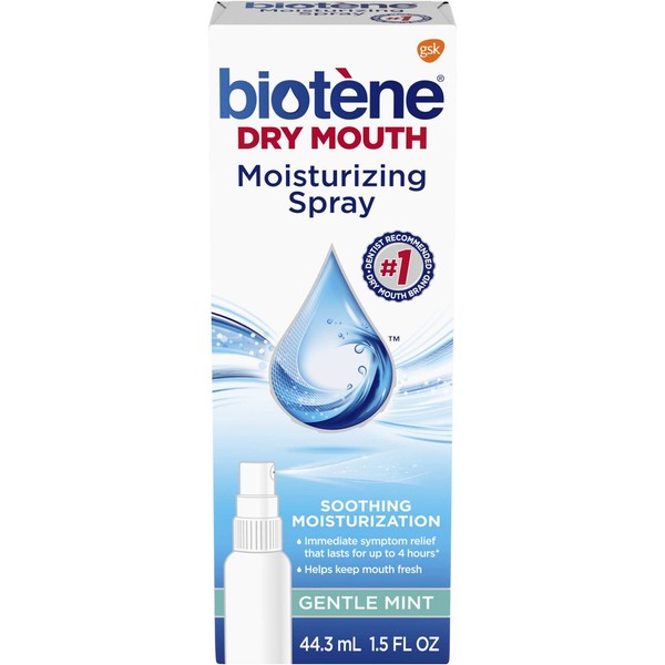 Biotene Gentle Mint Moisturizing Mouth Spray, Sugar-Free, for Dry Mouth and Fresh Breath, 1.5 ounce