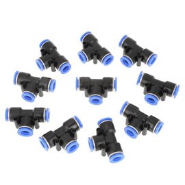 Hilitand One-Touch T Fitting for Union Φ0.4 inch (10 mm) Tubing Pneumatic Equipment Plumbing Parts Set of 10