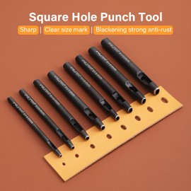 WUTA Oval Leather Hole Punch Set,Carbon Steel Belt Hole Puncher for Leather, Hand Punching Tool for Leathercraft Working (4 * 6mm+5 * 7mm+5 * 8mm+5 * 9mm,4pcs)