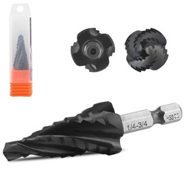 HSS Step Drill Bit 1/4-3/4 Inch 9 Steps Cone Drill M35 HSS AlTiN Coated, 1/4 Inch Hex Shank Step Bit for Drilling Holes in Stainless Steel, Copper, Aluminium, Wood, Plastic