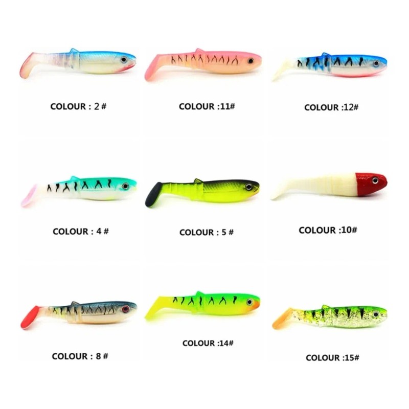 5 Anzuelos T-tail Wobbler Gusano Minnow Cebo Bass Biomimétic