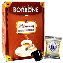 Caffè Borbone Respresso Espresso Capsules, 50 Capsules - Miscela Oro Gold Blend – Nespresso Machine Compatible – Intensity 7.5/10, Sweet and Refined – Made in Italy