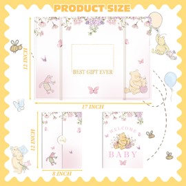Winnie Baby Shower Decor, The Pooh Baby Shower Guest Book, Signature Memory Book Pink Gifts for Girls Creative, Welcome Sign Card Board Winnie Party Decorations