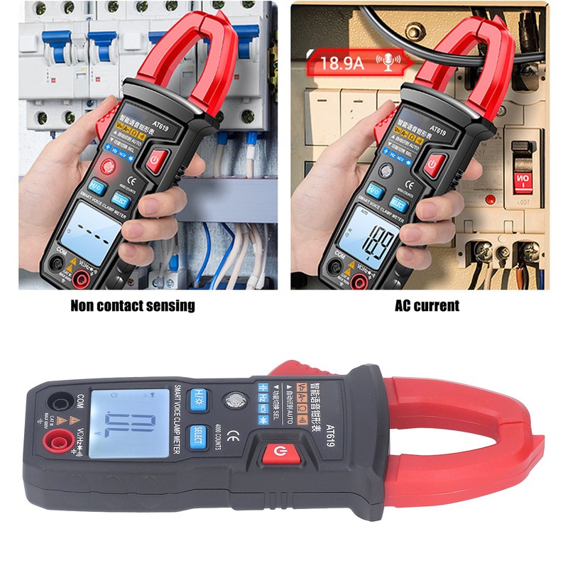 Digital Clamp Meter Automatic Intelligent Voice Announcement ABS Red Multi