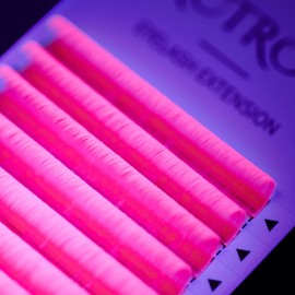 Colored Neon UV Eyelash Extensions Colorful Fluoresent Lash Extensions Easy Fan Pink 0.07D 12MM Glow under UV Light Lash Mixed