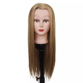 Training Manikin Head 19" Female Cosmetology Mannequin Blonde Hair Cutting Clamp
