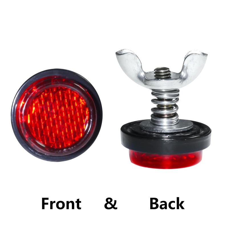 Red Reflector Motorcycle License Plate Screws - Set of 4