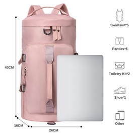 IBOPUXIU Sports Bag for Men and Women with Shoe Compartment & Wet Compartment, Waterproof Travel Bag, Gym Bag for Outdoor, Swimming, Yoga & Business, pink, Pale Pink