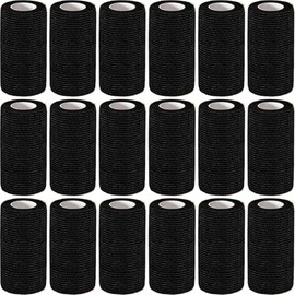 AZEN 18 Pack Self Adhesive Bandage Wrap, 4" X 5 Yards Elastic Cohesive Bandage Wrap, Black Athletic Tape, Tattoo Grip Tape Wrap, Vet Wrap, Ankle Tape