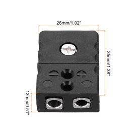 QUARKZMAN J Type Thermocouple Plug Wire Connector Socket Temperature Sensor Adapter Round Pin Temperature 220°C (428°F) for Thermocouple Sensor Probe Black Pack of 2
