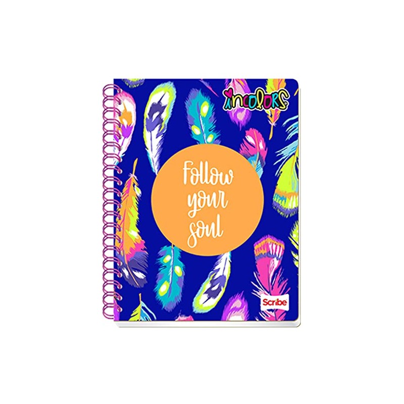 Scribe, Incolors®, Cuaderno Profesional, Pasta Semi Rígida, Espiral Doble, Raya,